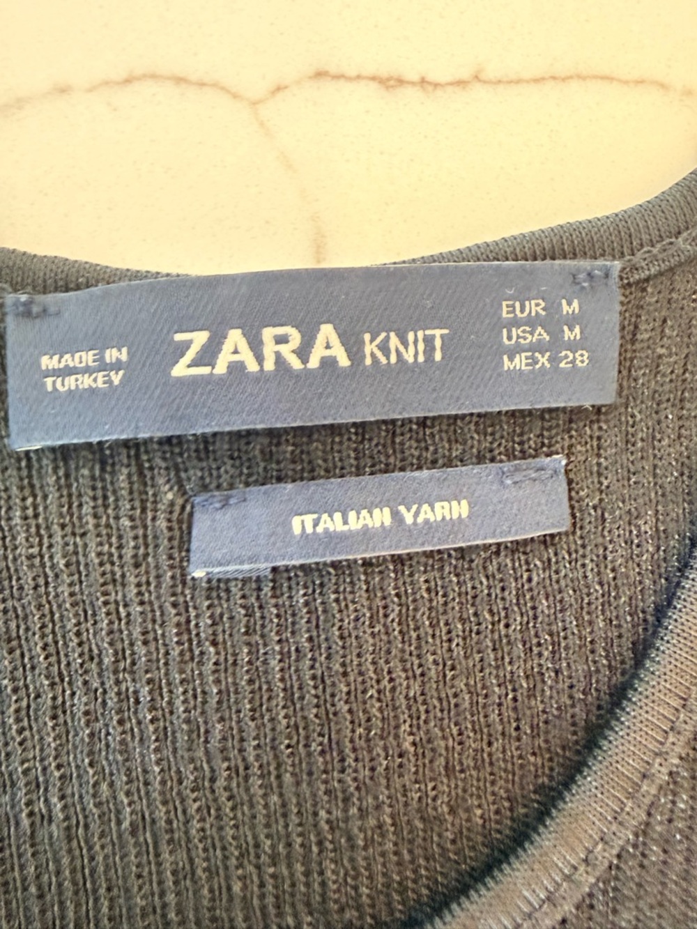 Zara Knit Black Ribbed Crewneck Sweater